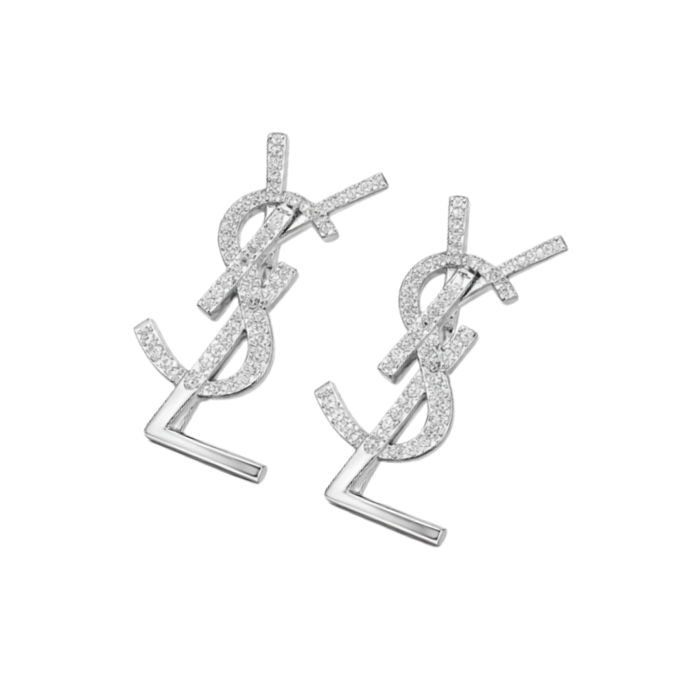 YSL Jewelry | Cassandre Opyum Stud Earrings Silver Crystals