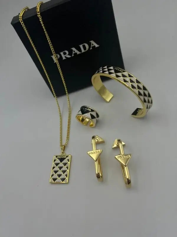 Prada Jewelry | Set Silver Black White Enamel