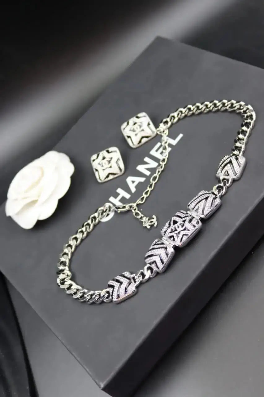 Chanel Jewelry | CC Logo Star Pendant Necklace Earrings Set