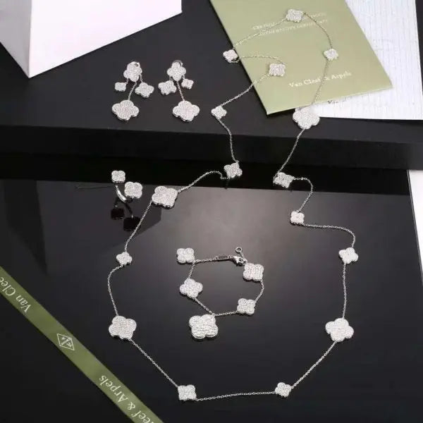 Van Cleef & Arpels Jewelry | Jewelry Set Gold Full Crystals