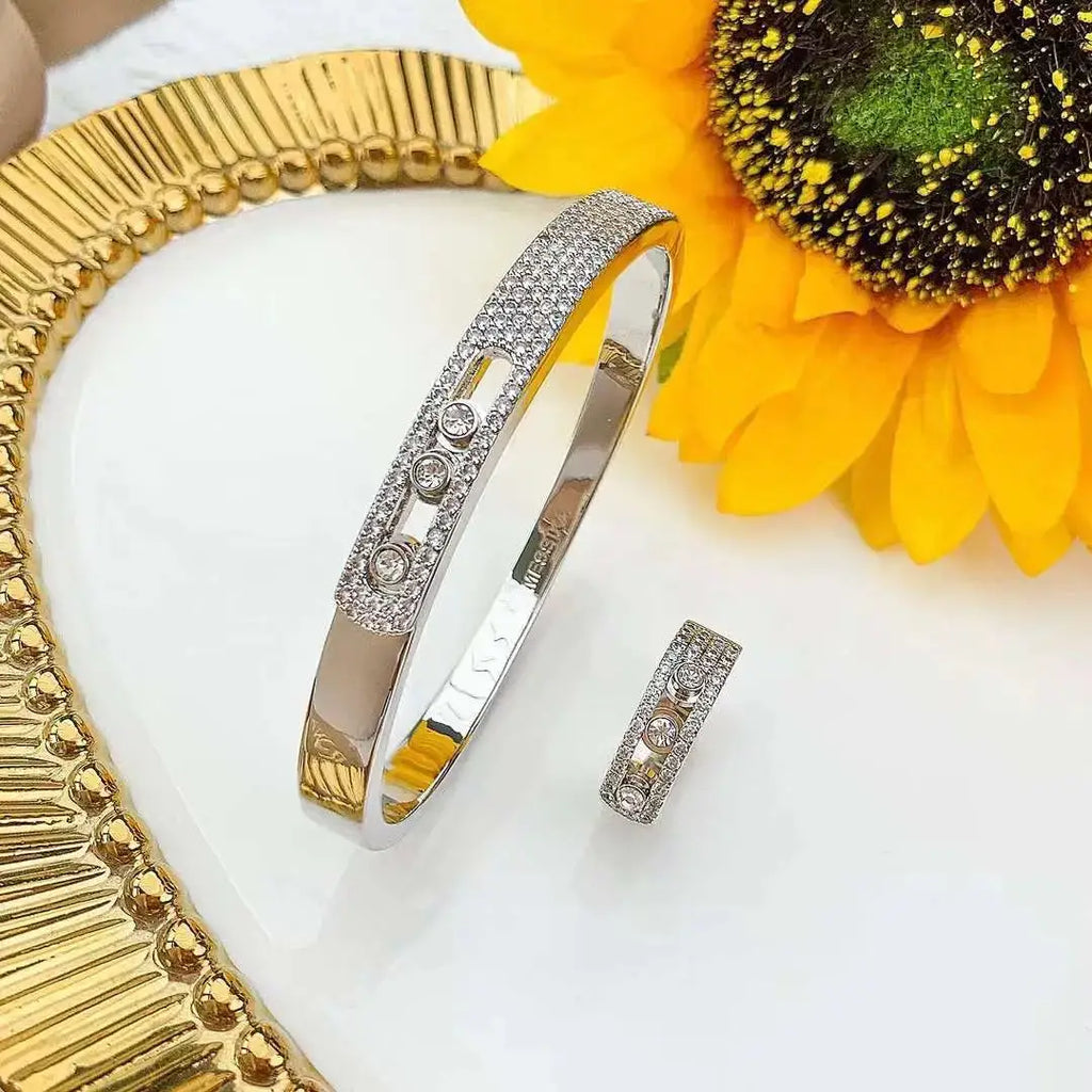 Messika Jewelry | Move Noa Pavé Bangle Ring Set White Gold Diamonds
