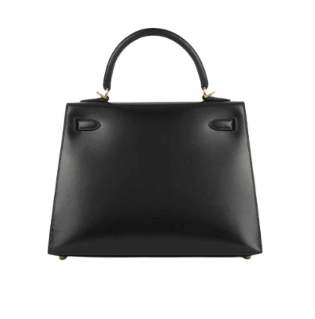 Hermès Bag | Kelly 28 Sellier Handbag In Black Box Calfskin Leather With Gold Hardware.