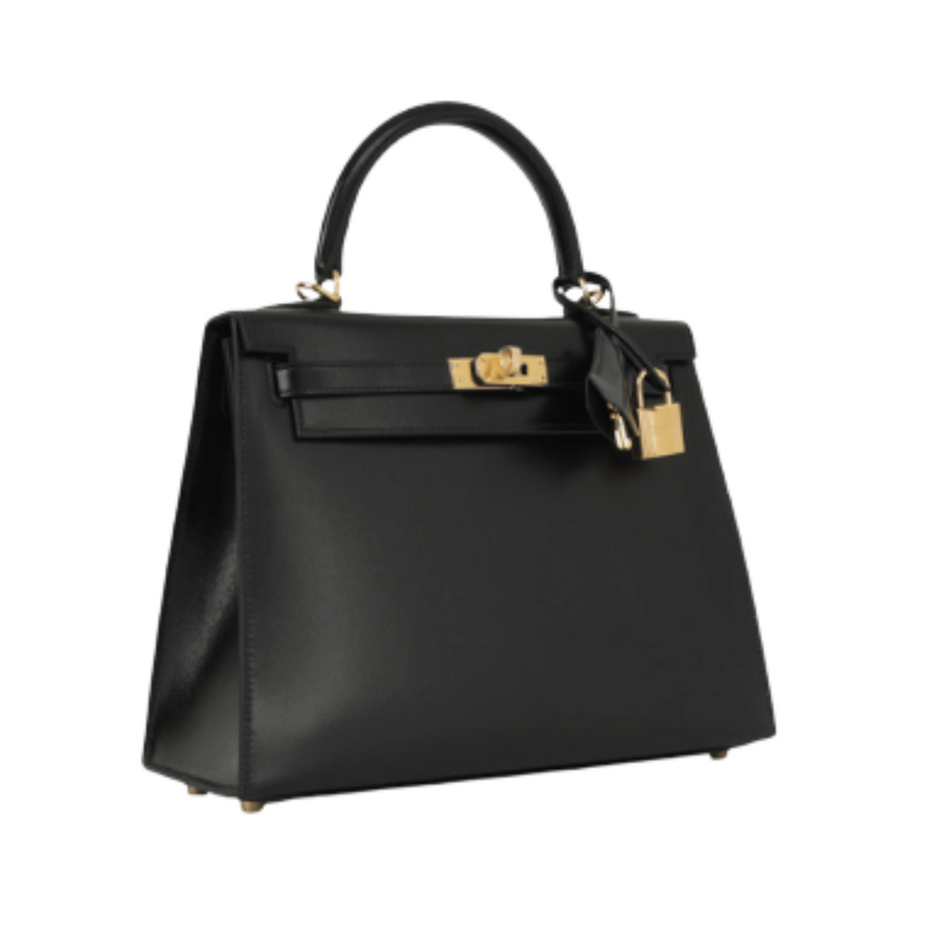 Hermès Bag | Kelly 28 Sellier Handbag In Black Box Calfskin Leather With Gold Hardware.