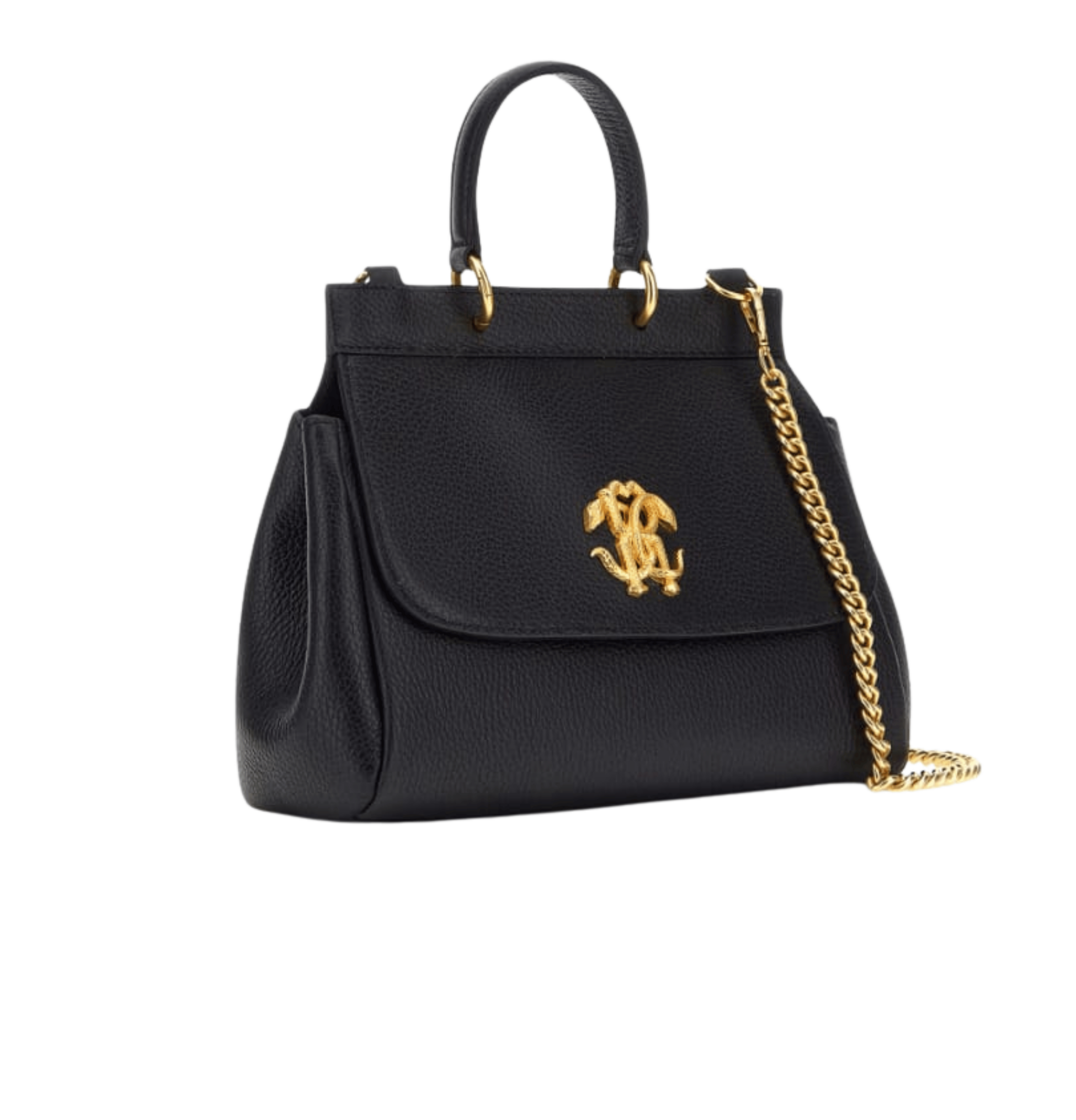 Roberto Bag | Cavalli Mirror Snake Shoulder Bag In Calf Leather With A Gold