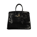 Hermès Bag | Birkin Handbag Made From Shiny Black Crocodile Skin.