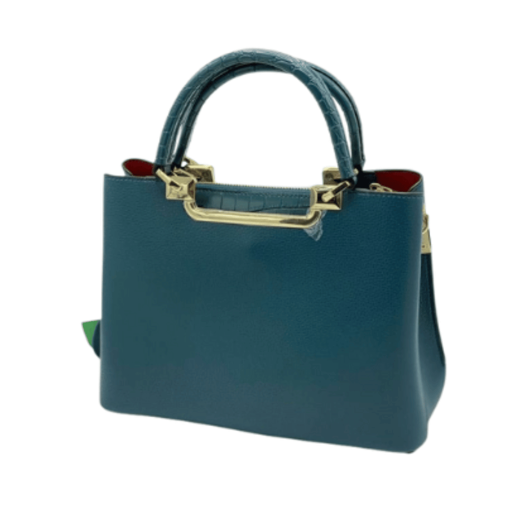 Prada Bag | Top Handle Bag Crocodile-Embossed Teal Blue