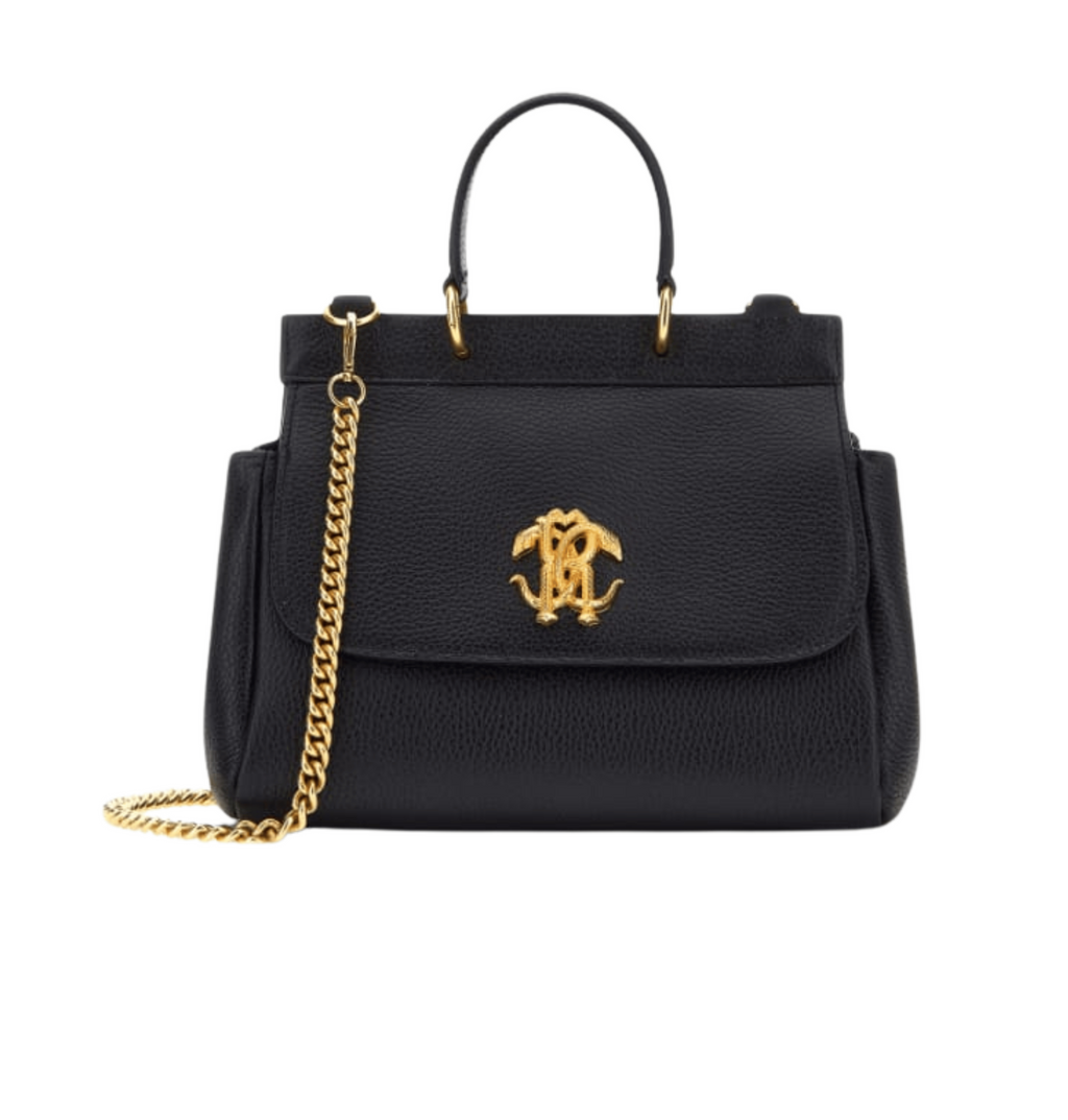 Roberto Bag | Cavalli Mirror Snake Shoulder Bag In Calf Leather With A Gold