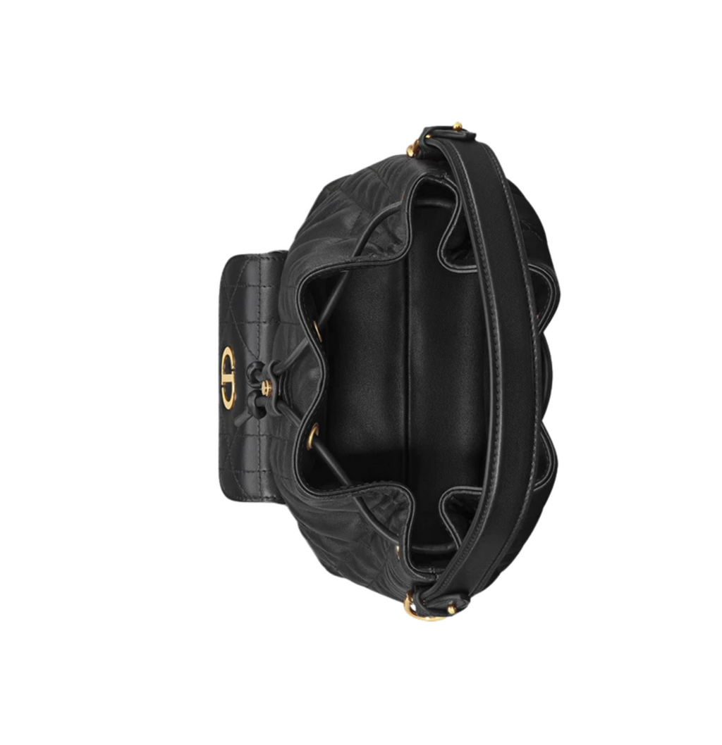 Dior Bag | Caro Backpack Black Macrocannage Lambskin