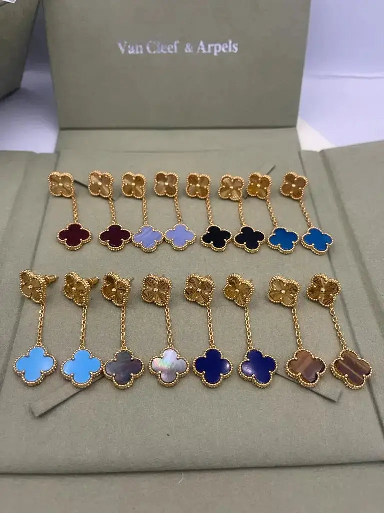Van Cleef & Arpels Jewelry | Alhambra Dangle Earrings Collection Gold