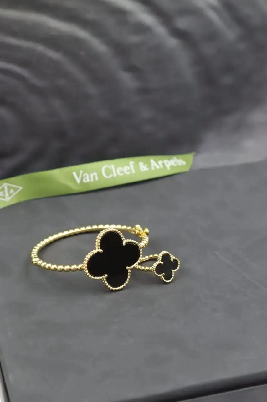 Van Cleef & Arpels Jewelry | Alhambra Bracelet Ring Set Gold