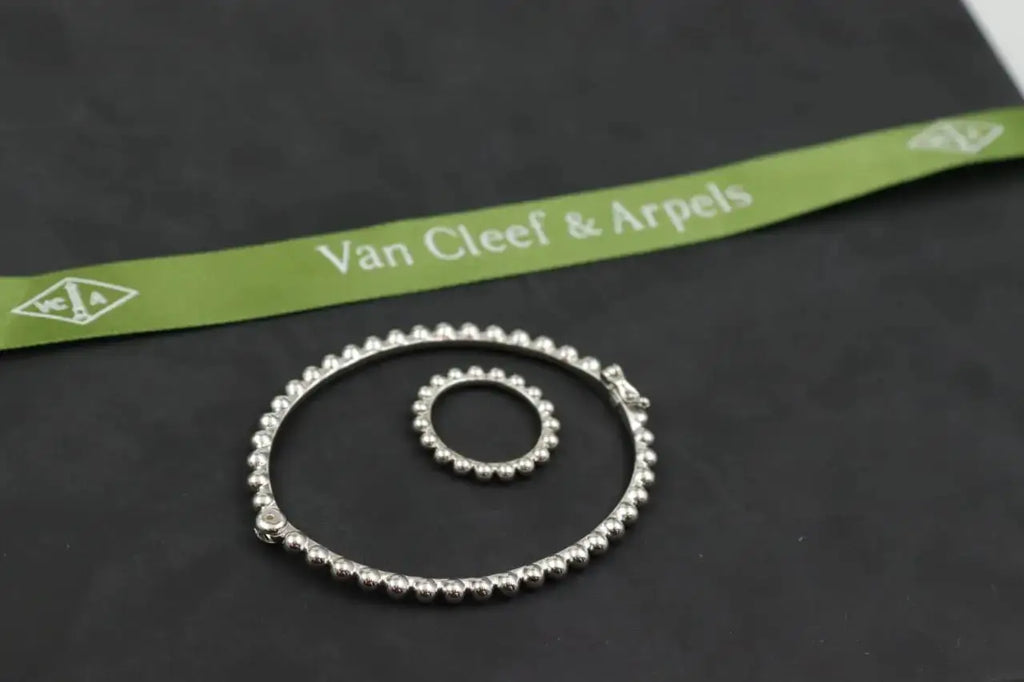 Van Cleef & Arpels Jewelry | Perlee Beads Silver Bracelet and Ring Set