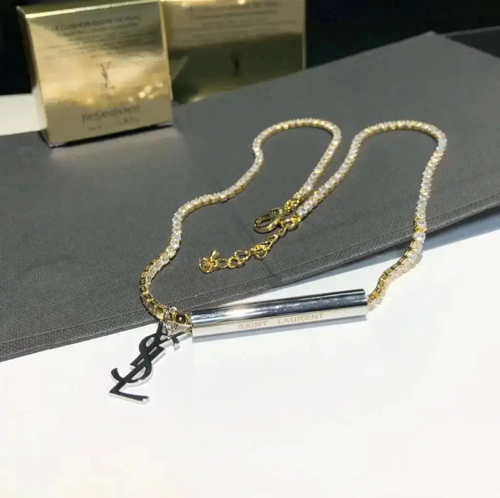YSL Jewelry | Cassandre Tennis Necklace Silver Crystals